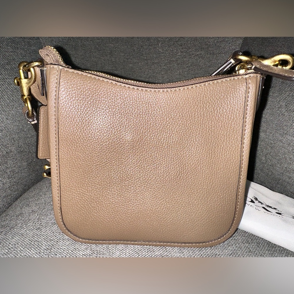 Coach Chaise Brass/Dark Stone Polished Pebble Leather Crossbody - Picture 5 of 10